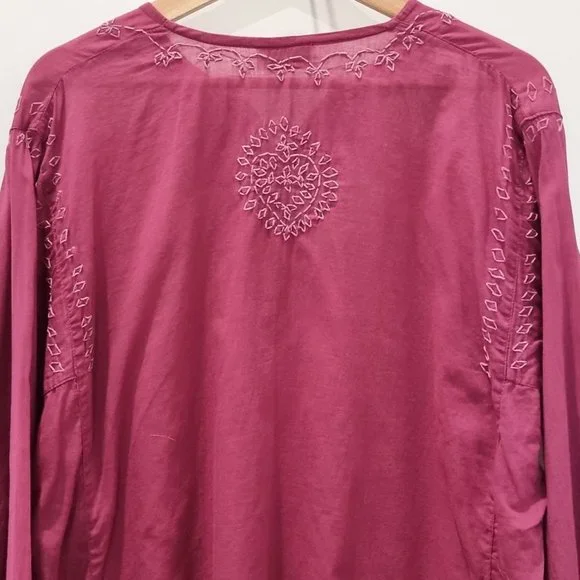 Tree of Life Ladies Blouse Tunic Top One Size Cotton Purple Embroidered - Picture 3 of 8